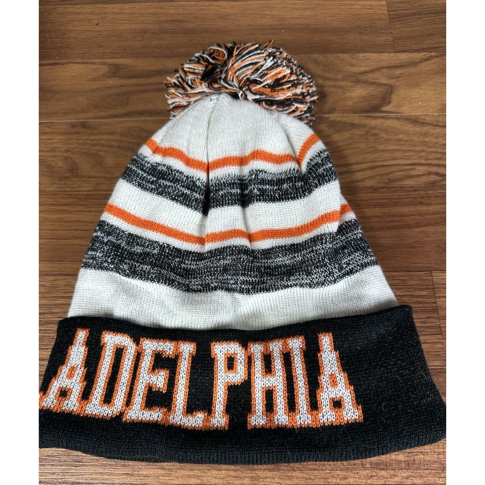 Philadelphia Flyers Colors Pom Winter Knit Hat Cap Chokolids White/Black/Orange